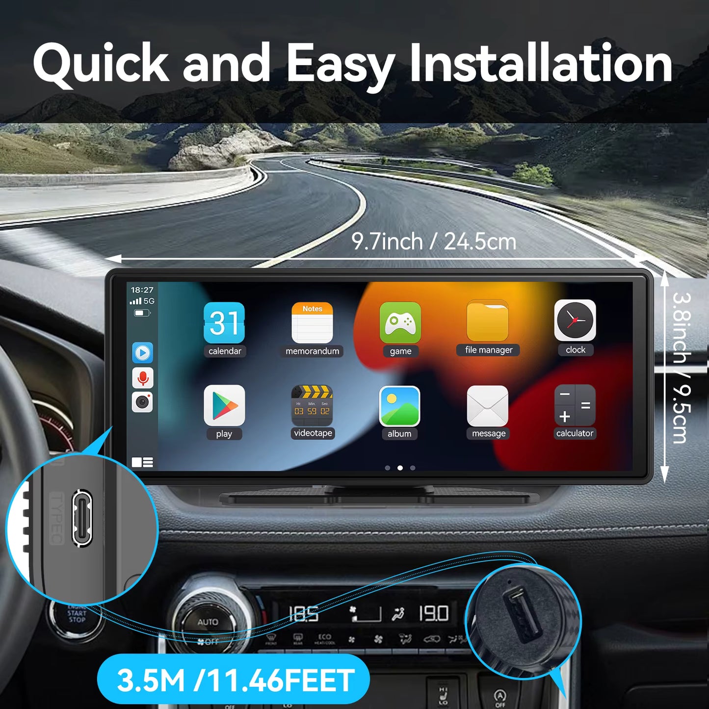 CarPlay & Android Auto Sans Fil - Portable Universel