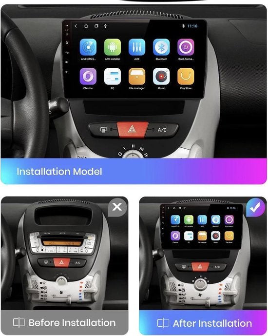Apple CarPlay / Android Auto - Peugeot 107 - Citroën C1 - Toyota Aygo  (2005-2014)